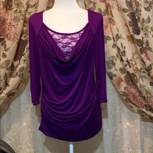 Sz L, I.N. STUDIO Purple Top, NWOT